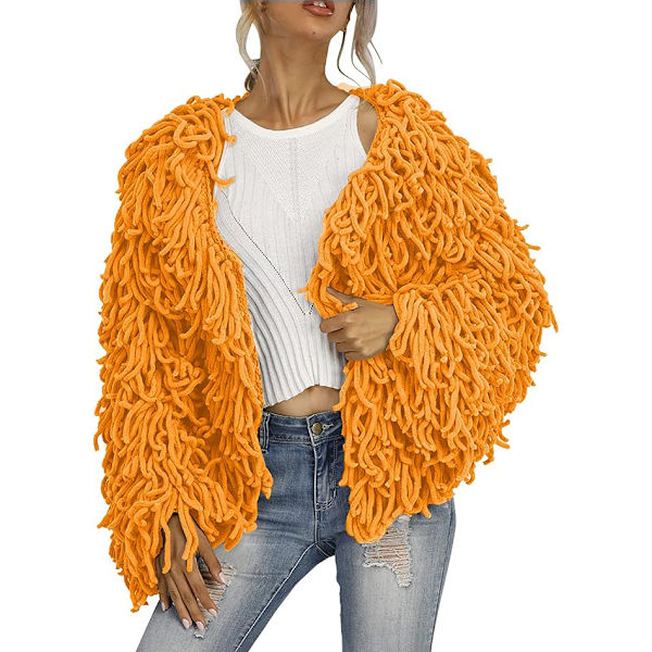 Plush Kjoljacka för Kvinnor Höst och Vinter Orange L