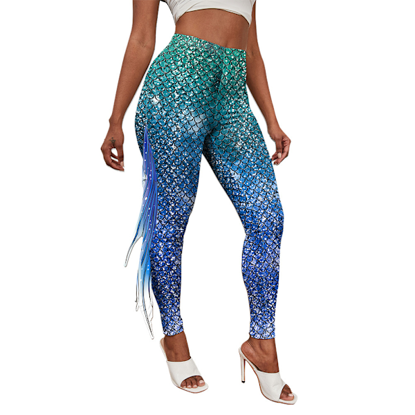 Sjöjungfru Leggings för Kvinnor Fiskfjäll Leggings Style 4 M