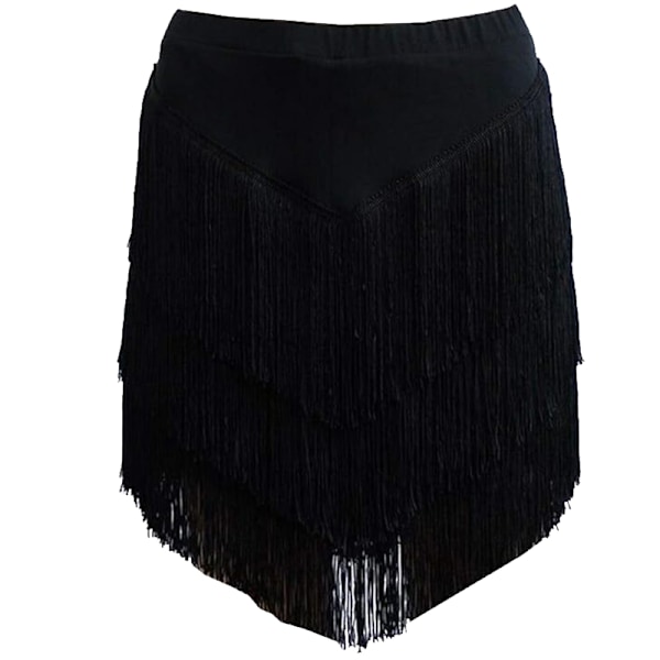Kvinnors tofsar latin dans kjol, Salsa Tango Rumba danskläder Black XL