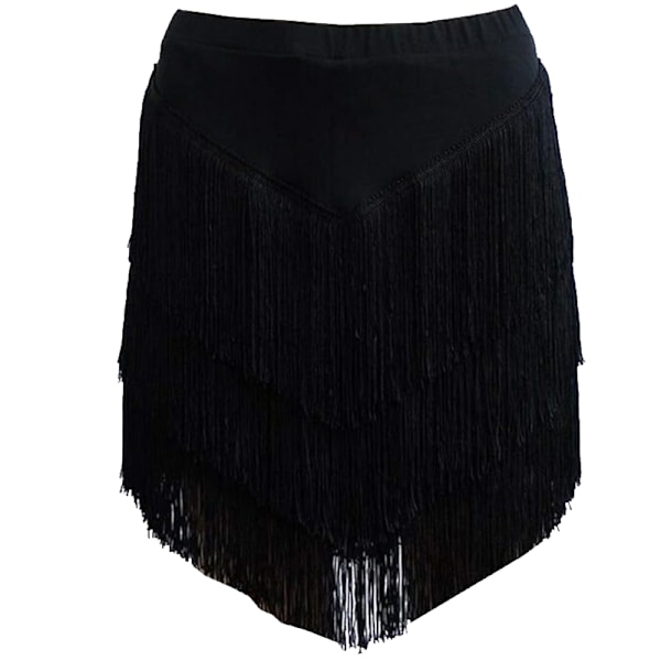 Naisten Tassel Latin Tanssihame, Salsa Tango Rumba Tanssiasu Black 3XL