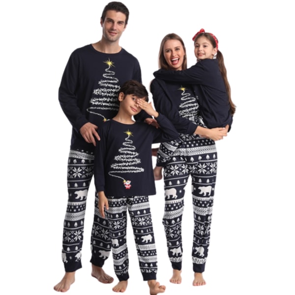 Julpyjamas för familjen, matchande familjejulpyjamas Blue Child 3T