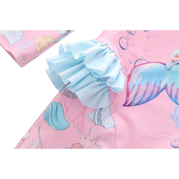 Jentebadebukser med lange ermer, endelte Pink Blue M