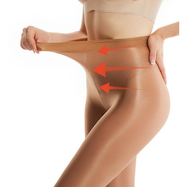 Dames Strømper Ultra Transparente Glimtende Riv-Resistente Trykfri Komfort Coffee M/L