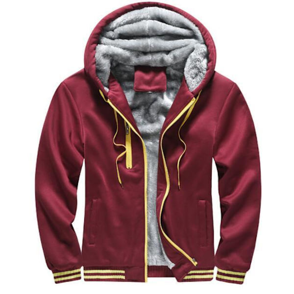 Luvtröjor herr Vintertröja med dragkedja i fleece dark red M