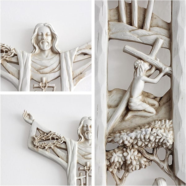 Korsfäst Jesus Väggstaty Handgjord Uthålad Kors 21*14*1.5CM