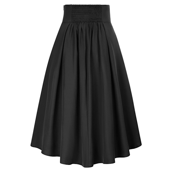 Dam Goth Steampunk Kjol Hög Midja Pirat Midi A-Linje Kjol Black S