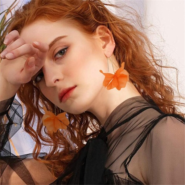 Boho Rose Petal Dangle Resin örhängen Orange