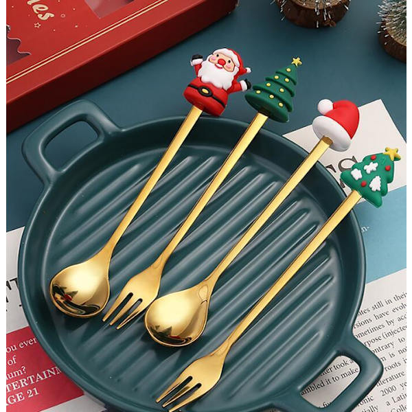 4-pack Jultema Julmotiv Sked och Gaffel Set Style 2