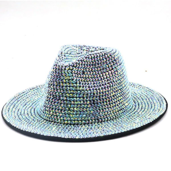 Mode paljett Fedora hatt silver green M