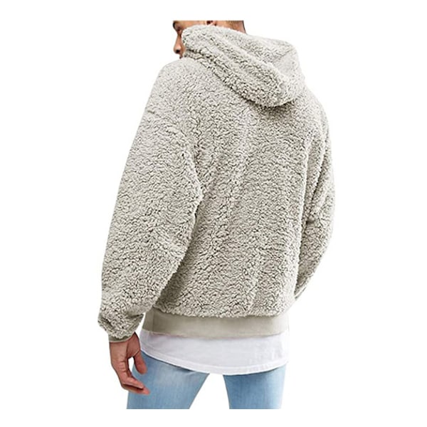 Fuzzy Hoodie Sweatshirt herr Mjuk fleecejacka grey L