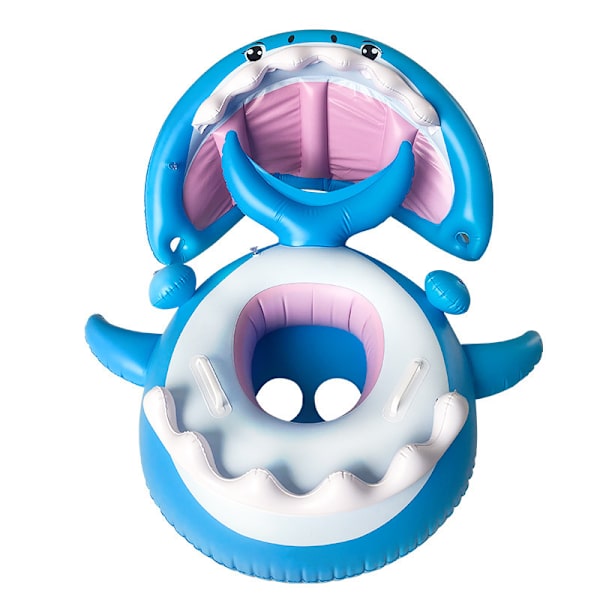 Baby Pool Float Uppblåsbar Shark Simflot med kapell blue