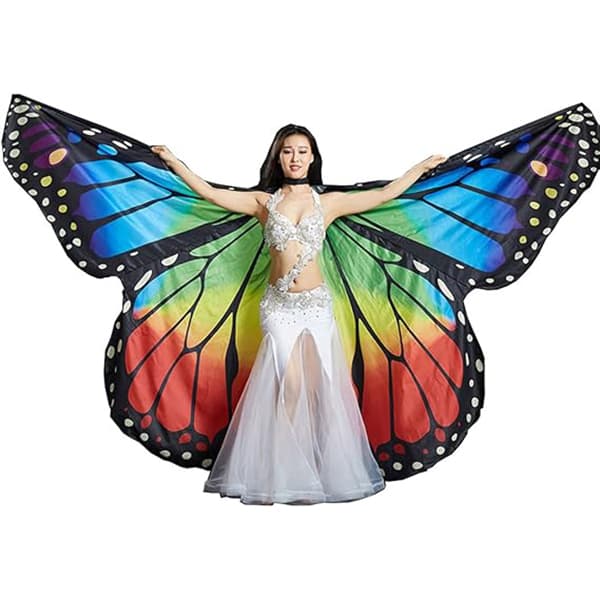 Mavedans Vinger Fest Farverige Sommerfuglevinger Performance Kostumer Colorful