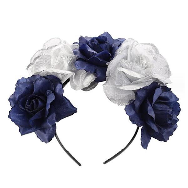 Halloween Blomsterhårband Falska Blomsterhuvudbonader Blue