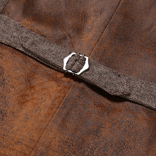 Herrväst i mockaläder, casual väst med V-ringning och smal passform 2XL
