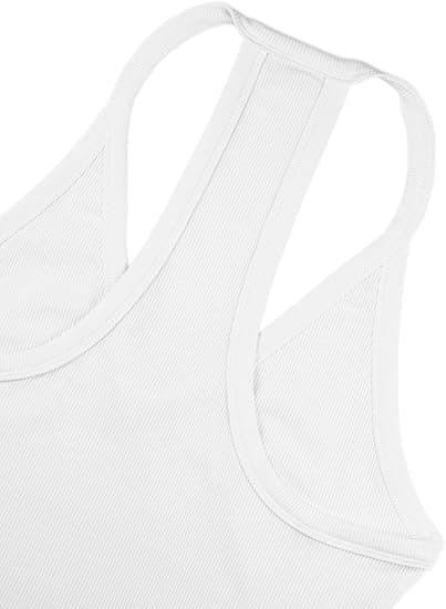 Dam Racerback Basic Tank Camisole V-ringad Slim Fit Ribbad Ärmlös White M