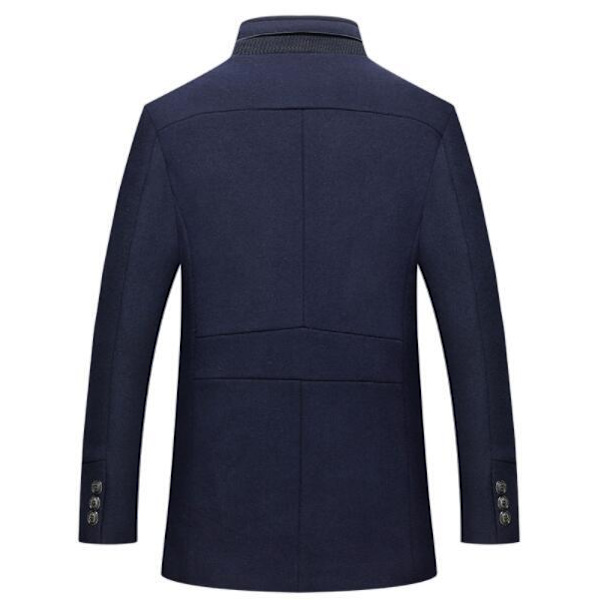 Mænds Ulfrakke Slank Pasform Frakke med Sjal Krave navy blue XL