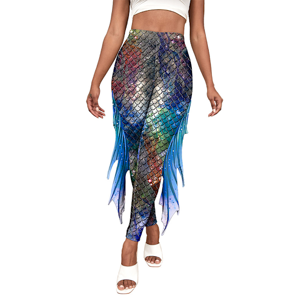 Sjöjungfru Leggings för Kvinnor Fiskfjäll Leggings Style 2 M
