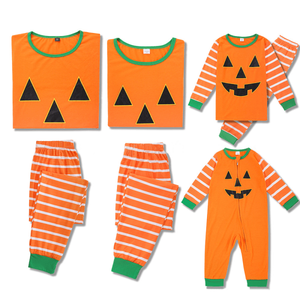 Familjematchande Pyjamas med Långärmad Pumpaprint för Halloween KIDS 7-8Y