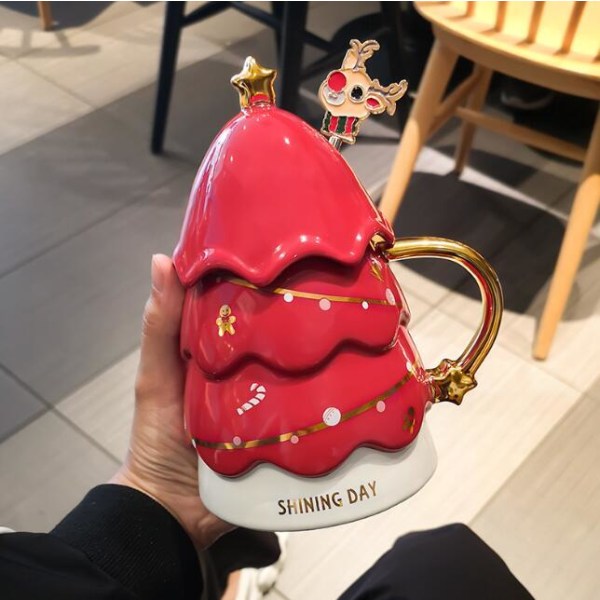 450ml Mugg i Julgransform Red