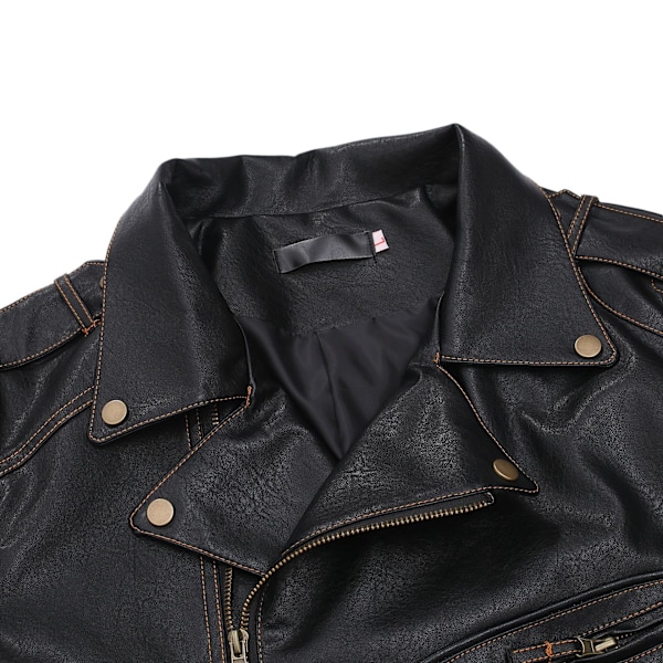 Mænds Lapel Biker Læderjakke 4XL