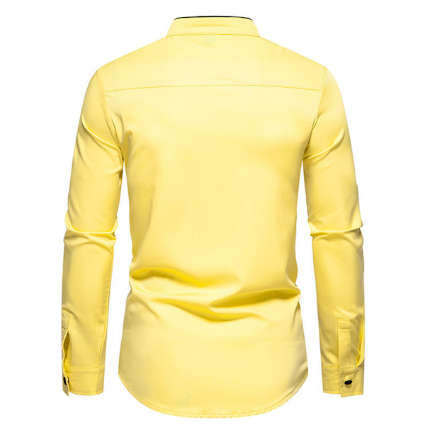 Menn's Fargeblokkering Langærmet Skjorte Casual Skjorte Yellow M