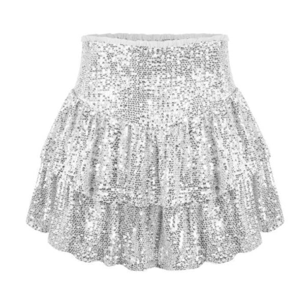 Kvindesexy Sequin Kort Skørt Silver L