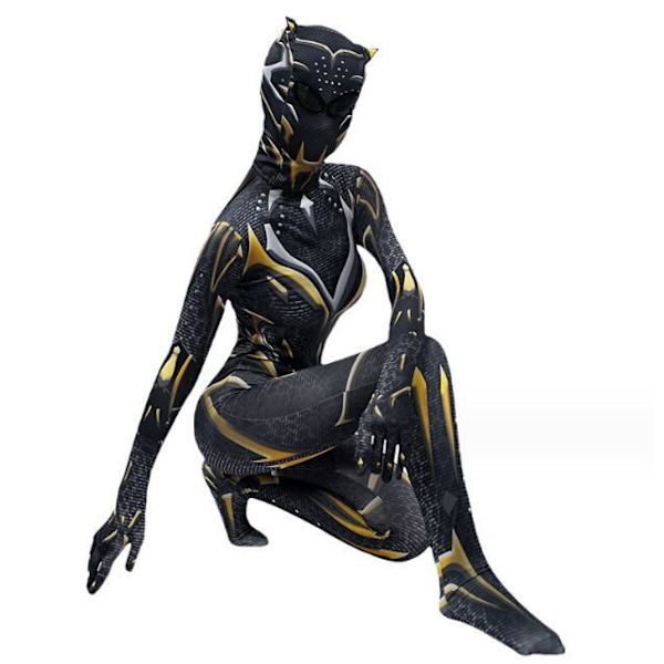 Svart Panter Bodysuit Halloween Cosplay Kostym för Kvinnor 170CM