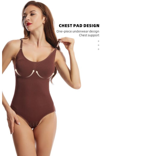 Body Shapewear för kvinnor Tummy Control Jumpsuit brown XXL