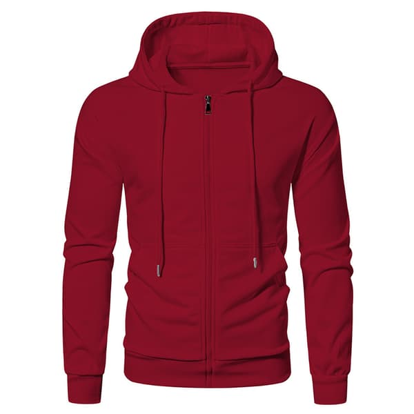 Fleecehettegenser med full glidelås for menn Wine Red S