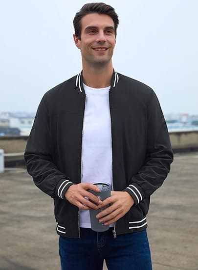Herrar Casual Pilot Full Zip Jacka Black L