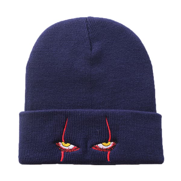 Mode stickad lös skrämmande clownögon stickad mössa Navy