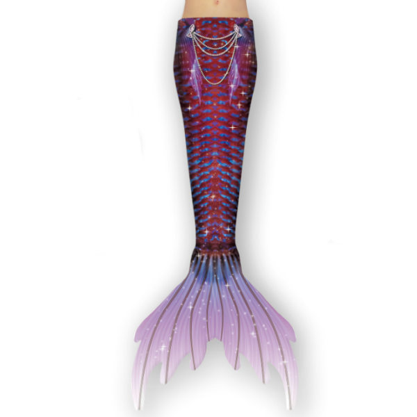 Girl Mermaid Tail med Monofin dark red 120