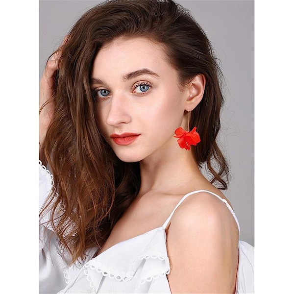 Boho Rose Petal Dangle Resin örhängen Red