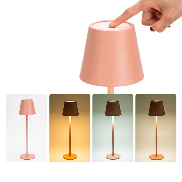 LED-pöytälamppu metallista, kosketushimmennettävä lukemiseen, työskentelyyn ja baareihin pink