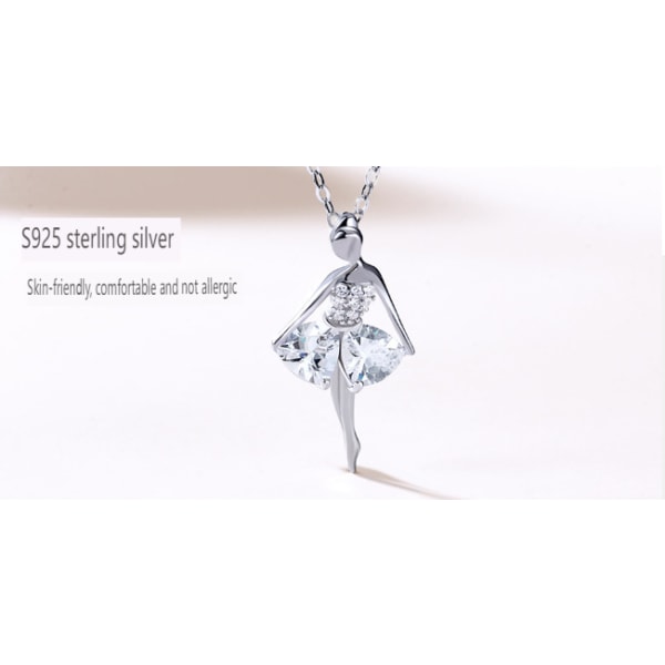 925 Sterling Silver Ballerina halsband smycken Rose Gold