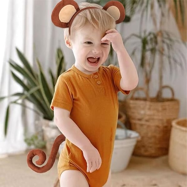 Kids Monkey Kostym Öron Tail Jungle Party Supplies ribbon model