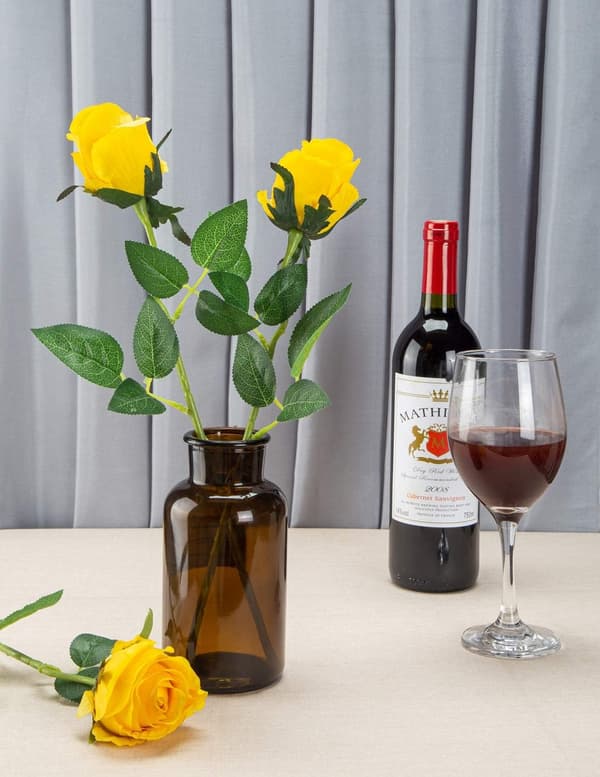 10 stk Kunstige Roseblomster Lange Stilker Kunstige Silke Roser Yellow