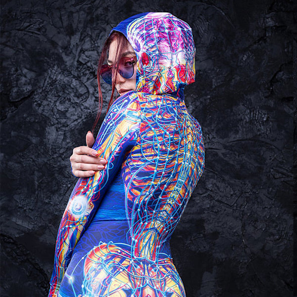 Skull Skeleton Halloween Jumpsuit för kvinnor blue M