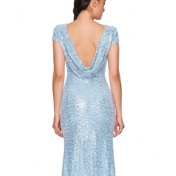 Elegant Maxikjole til Kvinder med Åben Ryg og Pailletter Blue XL