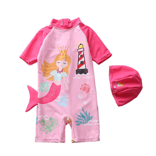 Baby Girl One Piece Baddräkt Soldräkt med hatt color2 100-110cm