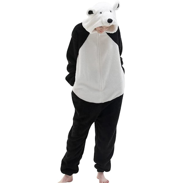 Unisex Vuxen Sovkläder med Fickor Lösa Tjocka Pyjamas Black-White M