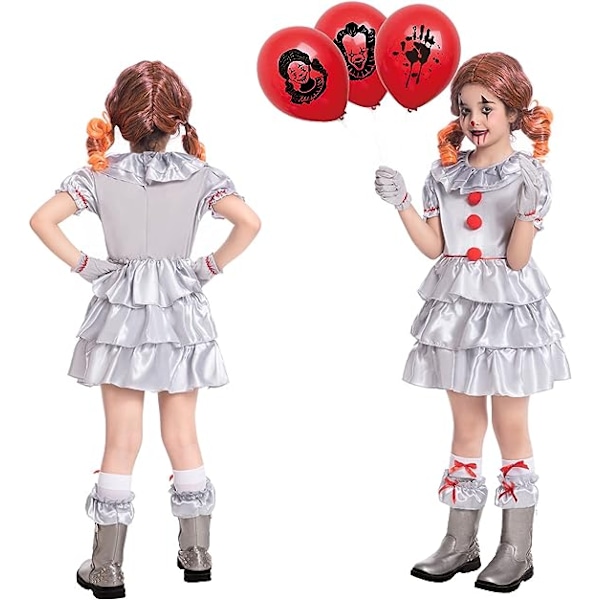 Clownkostym för flickor Halloween Läskig Clownkostym S