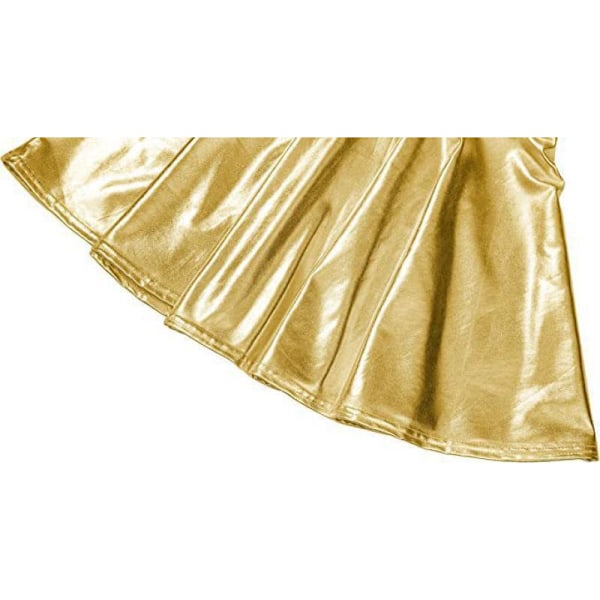 Dam Ledig Mode Utsvängd Plisserad A-Linje Cirkel Skaterkjol golden M