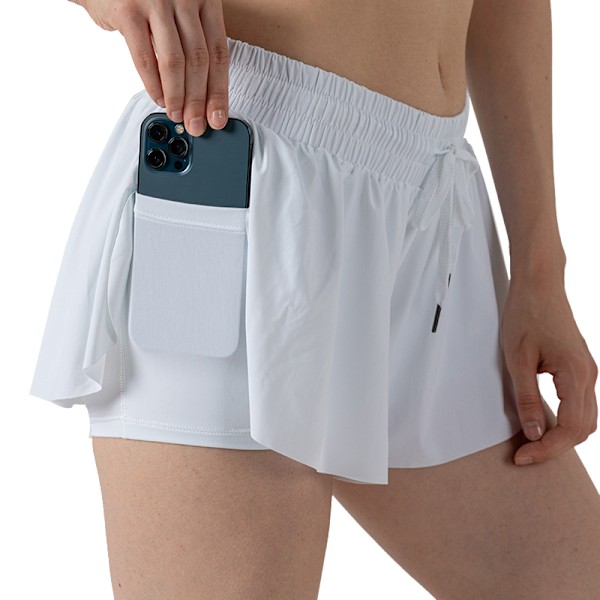 Flytende Atletiske Shorts for Kvinner Trening Yoga Trening Løping Tennis Skjørt White M