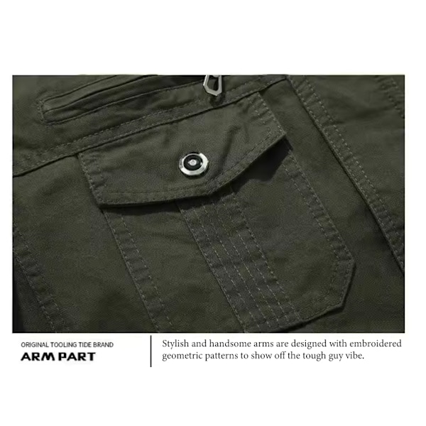 Mænds Letvægts Bomuldsjakke med Stående Krave i Militær Stil - Vindjakke Black 4XL