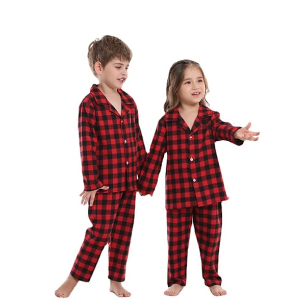 Jul Familj Matchande Kläder Röd Rutig Pyjamas Black 110cm