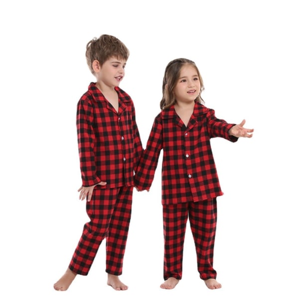 Jul Familj Matchande Kläder Röd Rutig Pyjamas Red 90cm