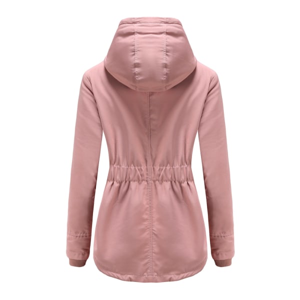 Vinterjakke for kvinner med varm sherpafôr, tykk parkasjakke med hette Pink XL