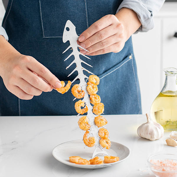 Rustfrit Stål Kabob Spid, 2 stk. Sjove Fiskeknogleformet BBQ Spid