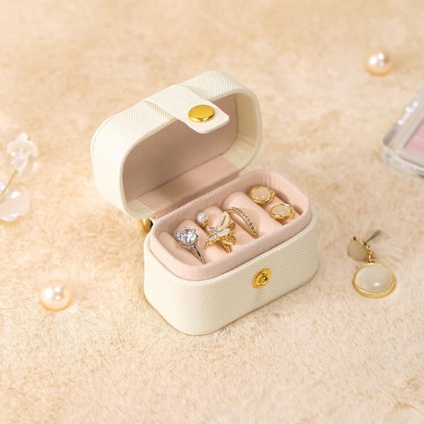 Mini Ring Opbevaringsboks Organizer Rejse Smykkeskrin White